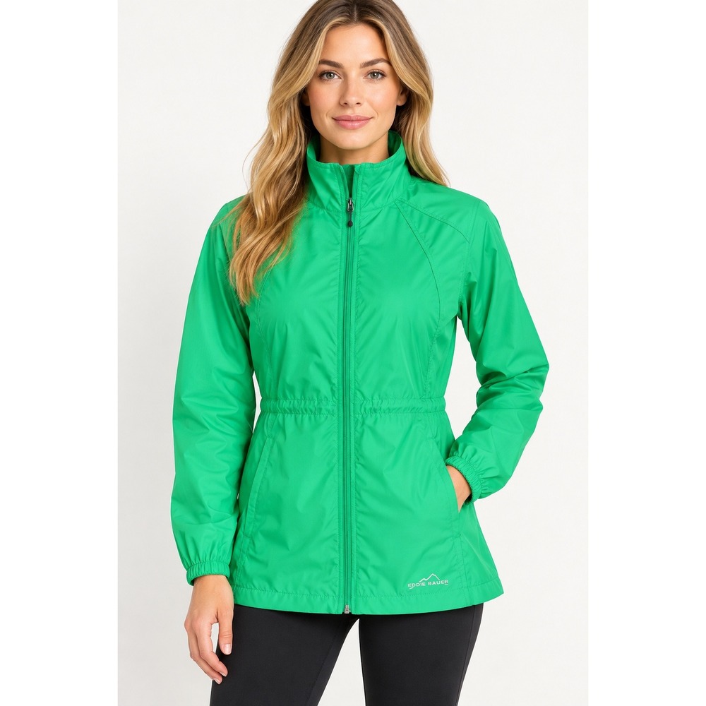 Eddie Bauer Windbreaker Jacket Lightweight Nylon Gorpcore Green Medium